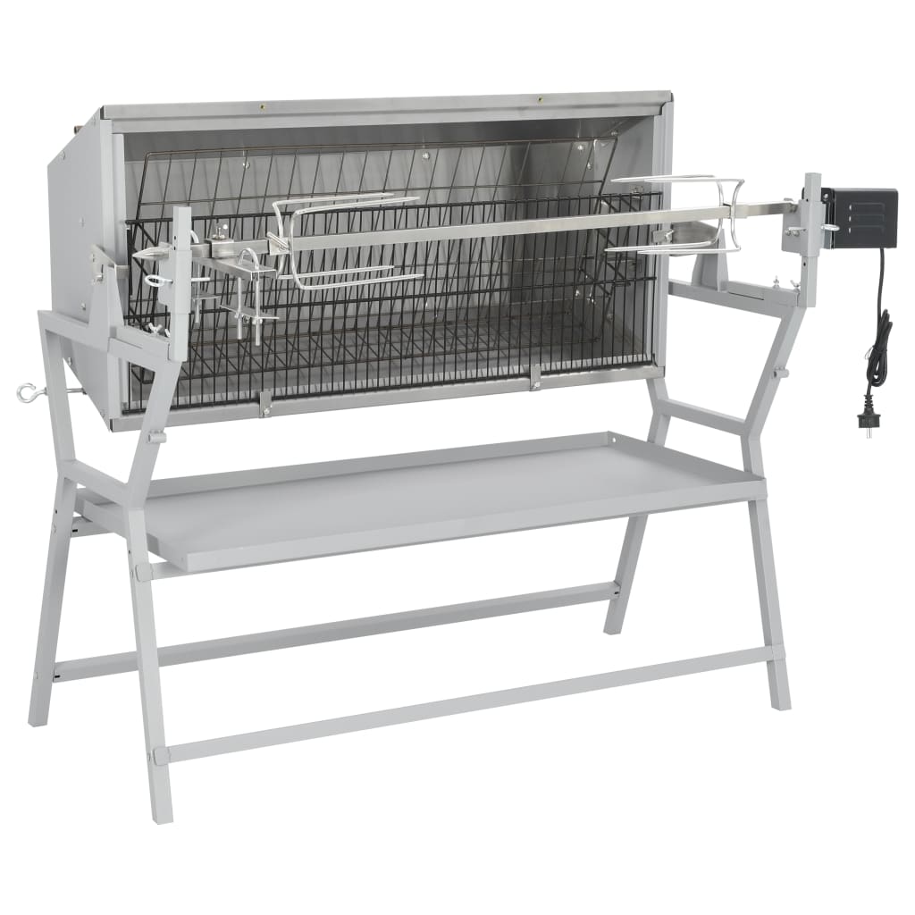 BBQ Grill mit Drehspieß Eisen und Edelstahl – Bild 4