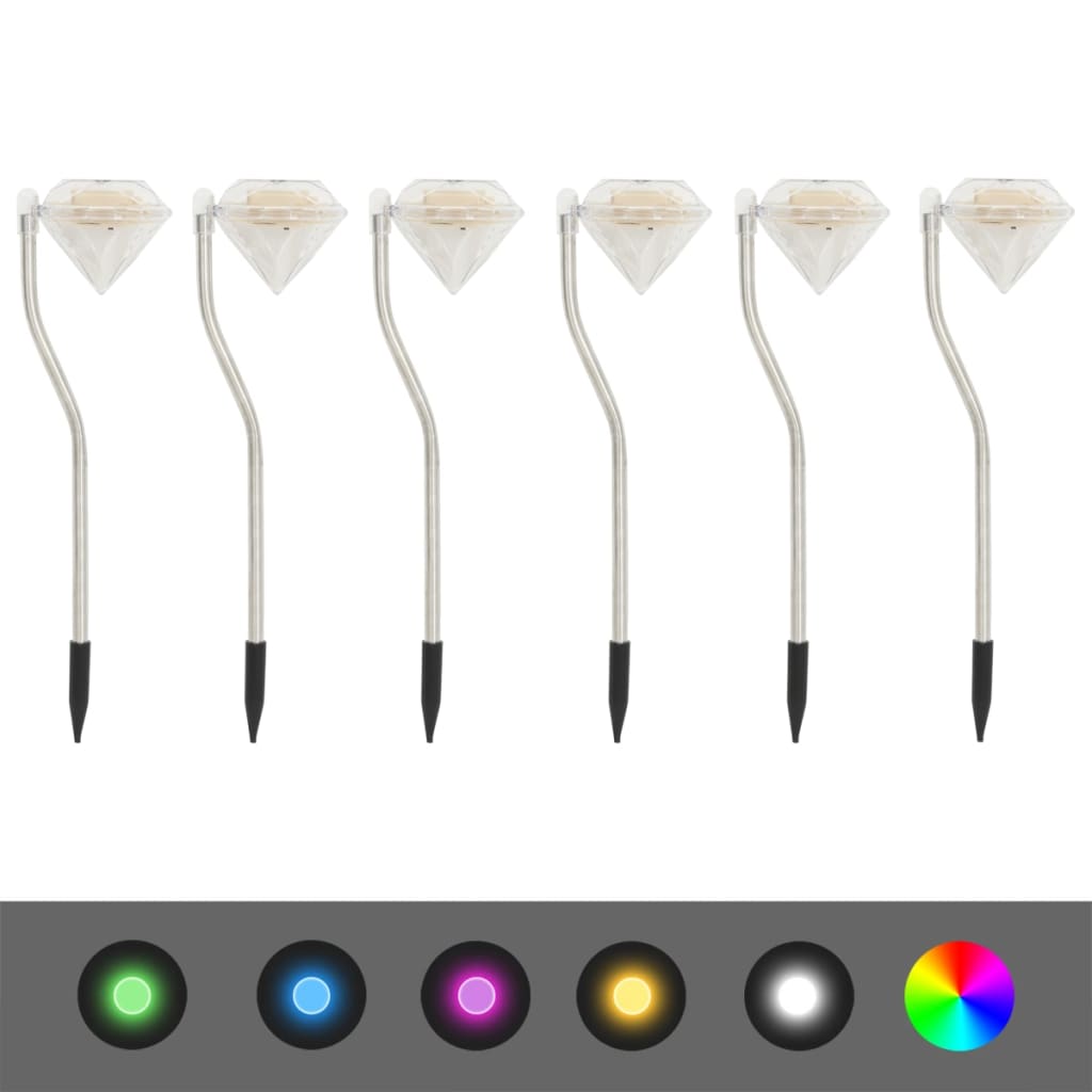 LED-Solarleuchten 6er-Set RGB silberfarben
