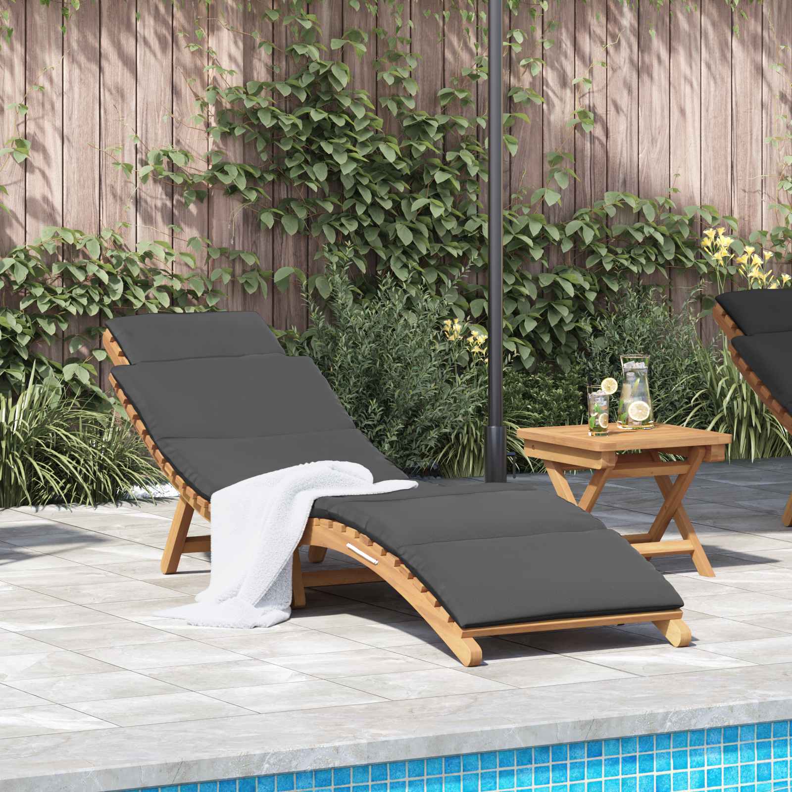 Garten-Sonnenliege aus Massivholz Teak 198 x 55 cm