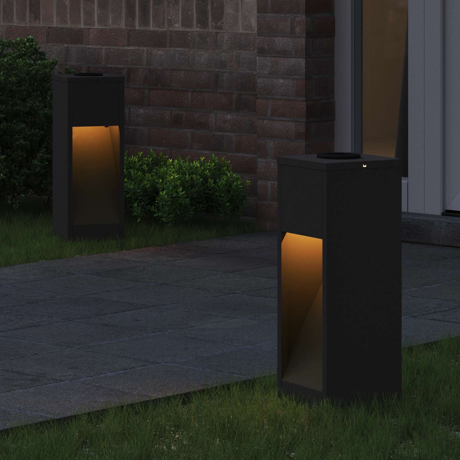 Solar-LED-Wegeleuchten 2er-Set – Rechteck-Design – Bild 3