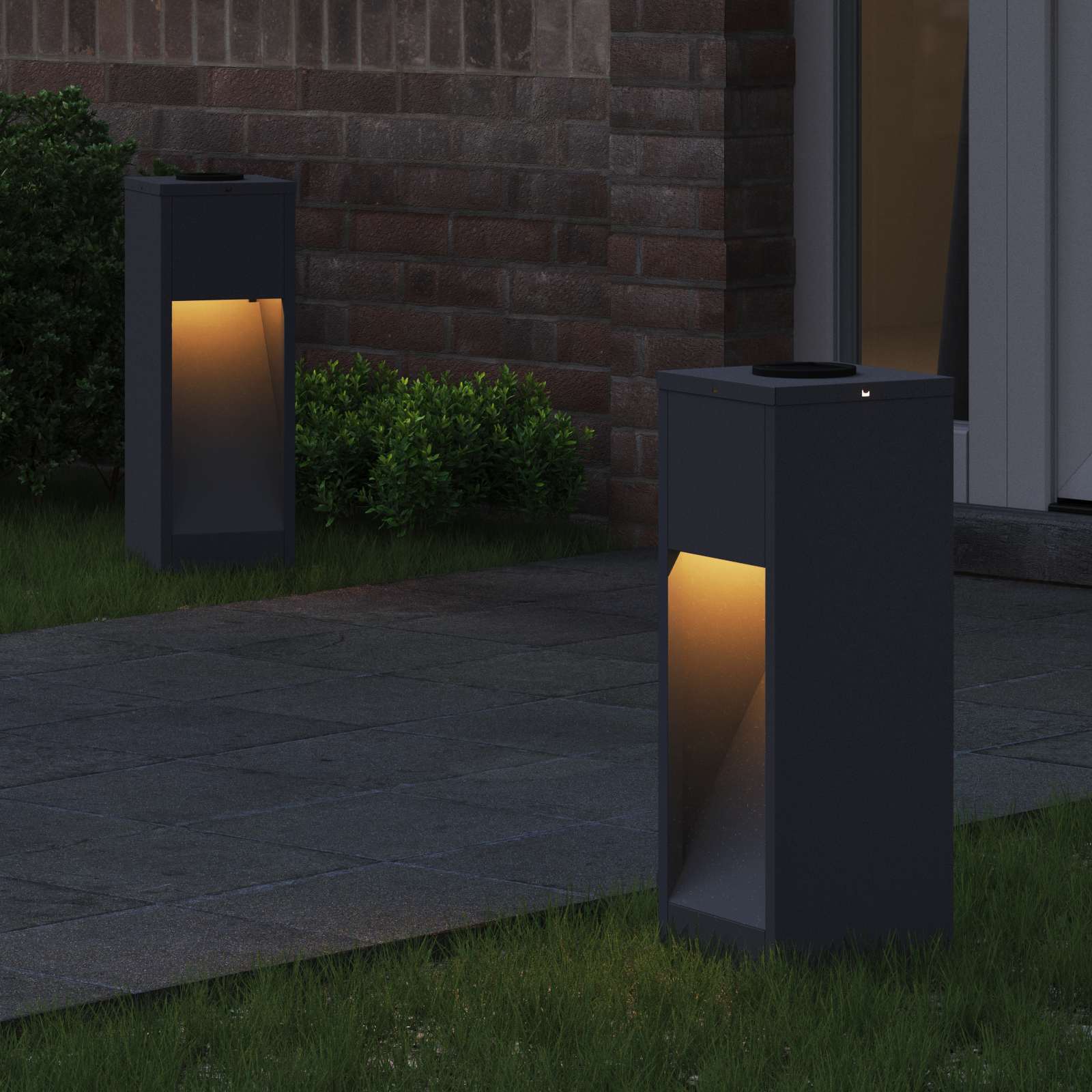 Solar-LED-Wegeleuchten 2er-Set – Rechteck-Design – Bild 9