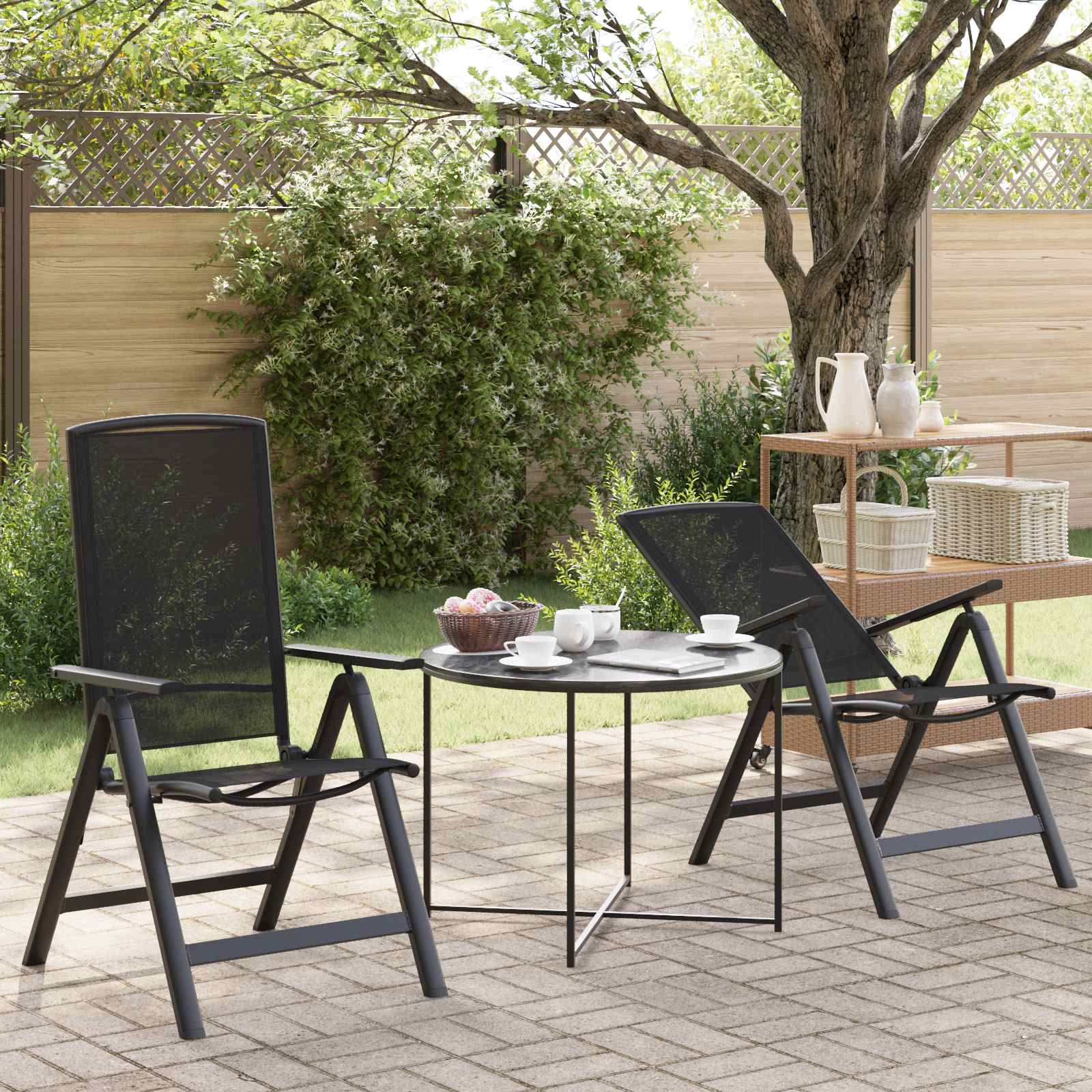 Garten-Liegestühle 2er-Set Schwarz – Ausführung wählbar