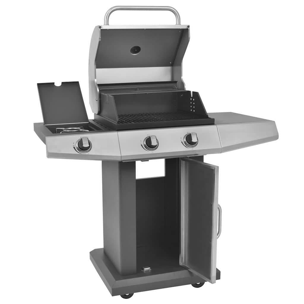 Gasgrill aus Stahl Silber mit Rädern – Bild 2
