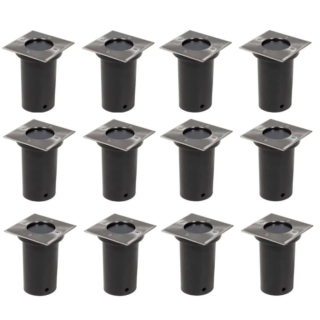 Outdoor-Bodenleuchten 12er-Set quadratisch