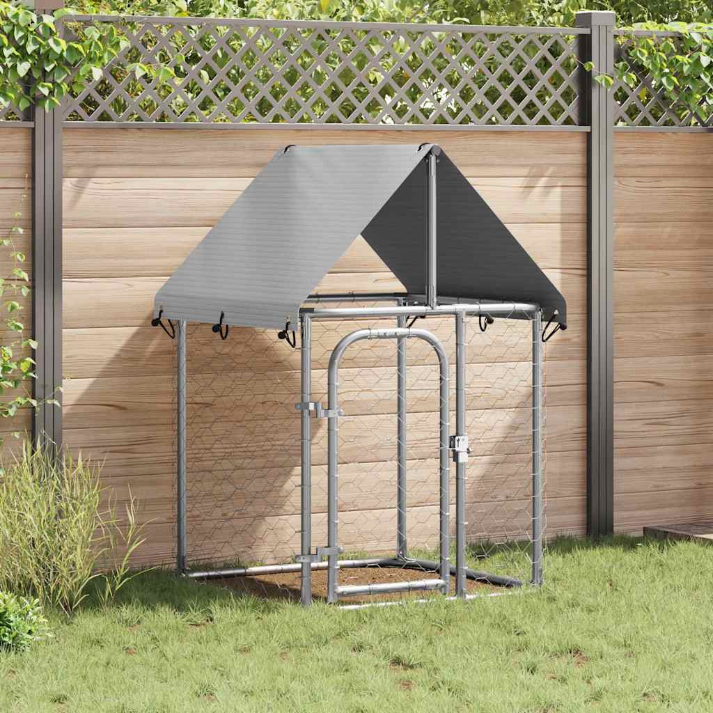 Outdoor-Hundezwinger mit Dach Silber 150 cm hoch – Ausführung wählbar