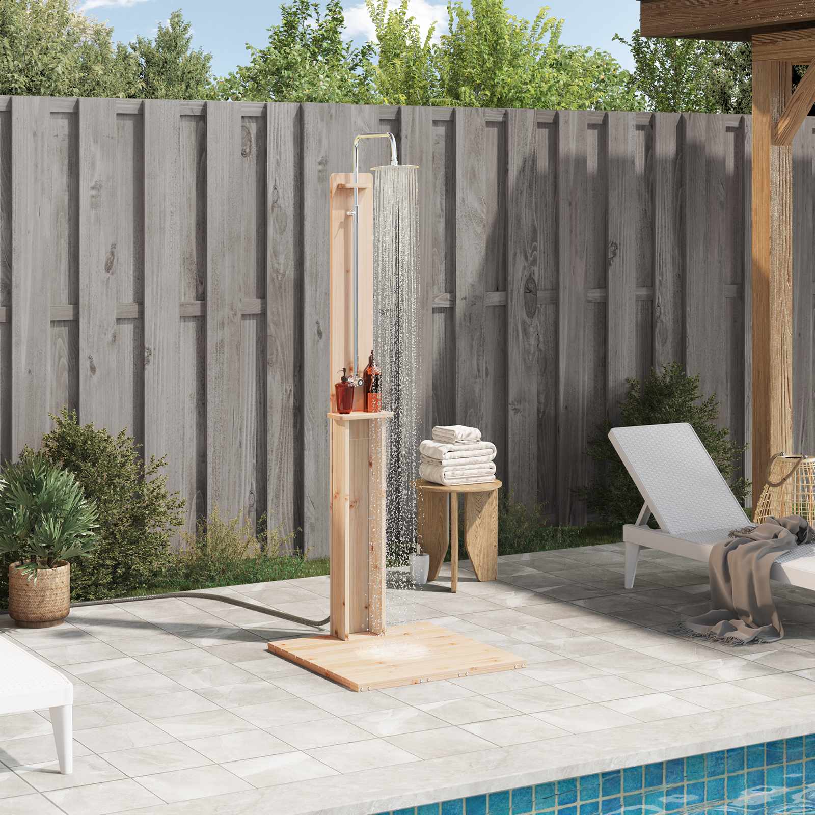 Outdoor-Dusche Holz 75 x 76 x 217 cm – Ausführung wählbar