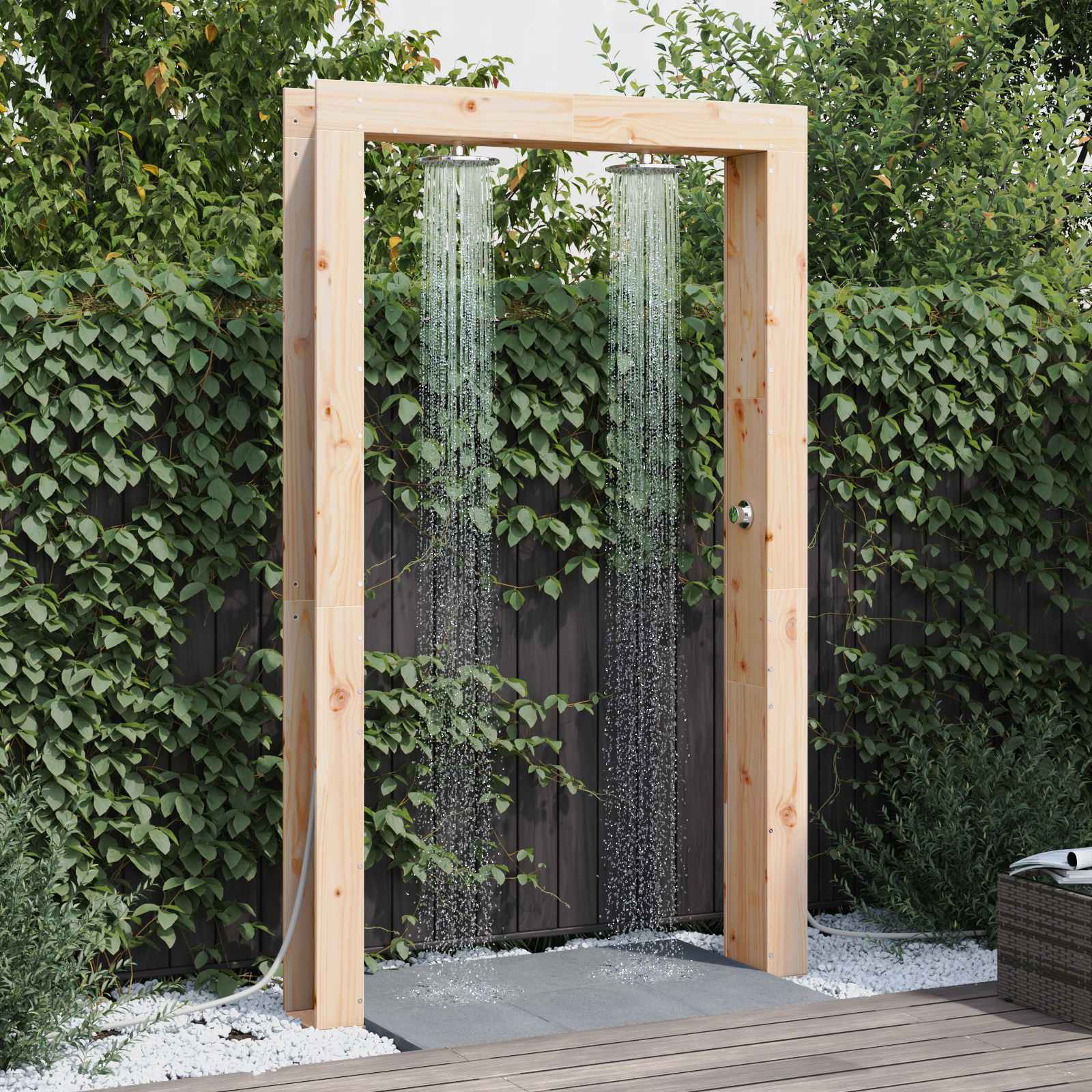 Outdoor-Dusche Holz 137 x 23 x 226 cm – Ausführung wählbar