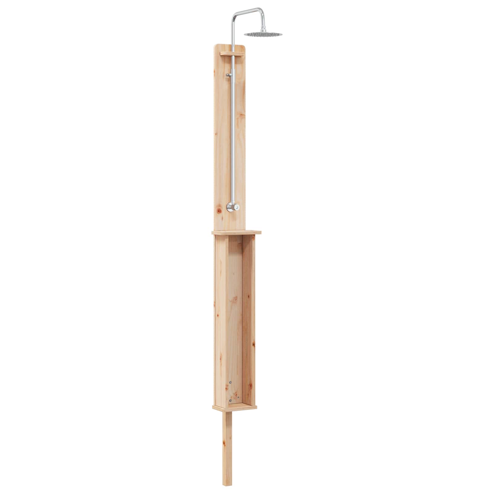Outdoor-Dusche Holz/Edelstahl höhenverstellbar 246 cm – Bild 2