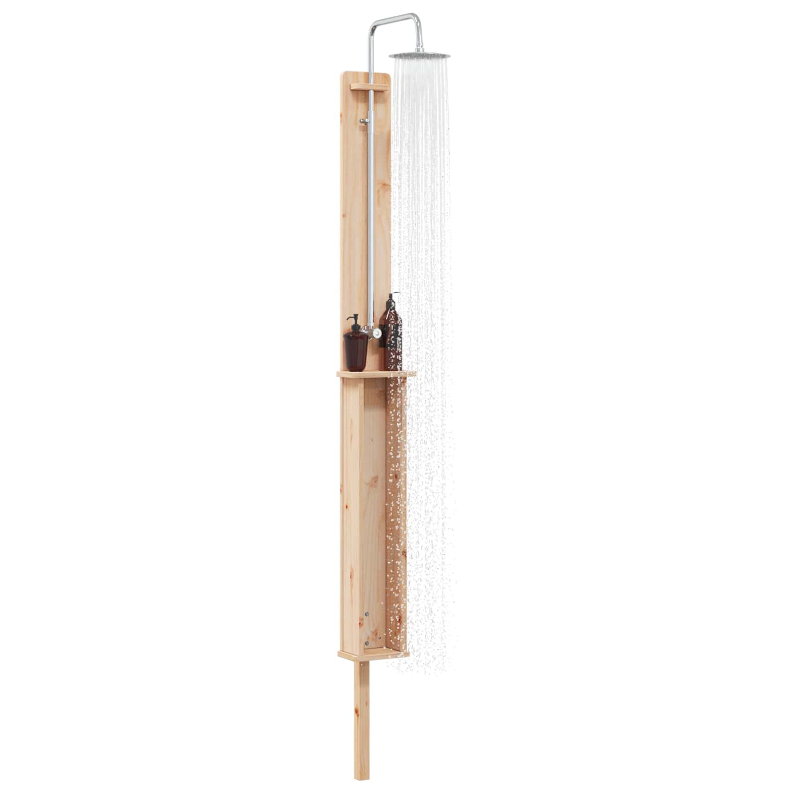 Outdoor-Dusche Holz/Edelstahl höhenverstellbar 246 cm – Bild 3